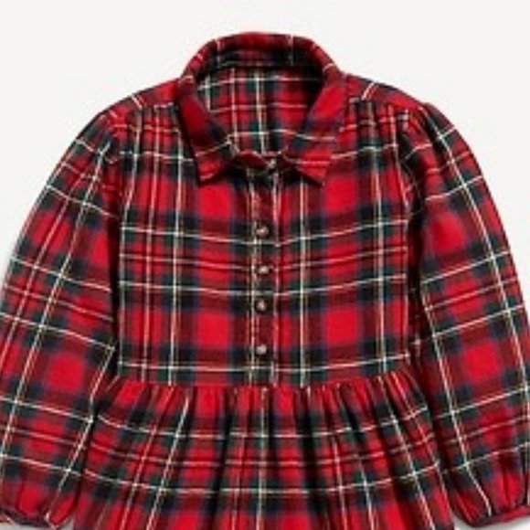 Long Sleeve Tiered Flannel Shirt Dress - Picture 2 of 10